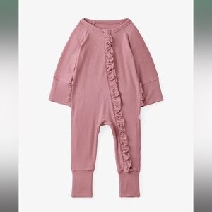 Little Sleepies rosewood ribbed ruffle zippy